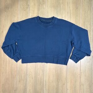 Lululemon Perfectly Oversized Cropped Crewneck Sweatshirt Navy Blue Pullover